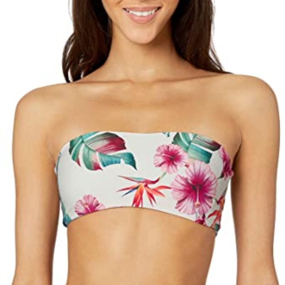 VYB Swim | NWT Reversible Strappy Side Bandeau Bikini Top Floral Size Me…